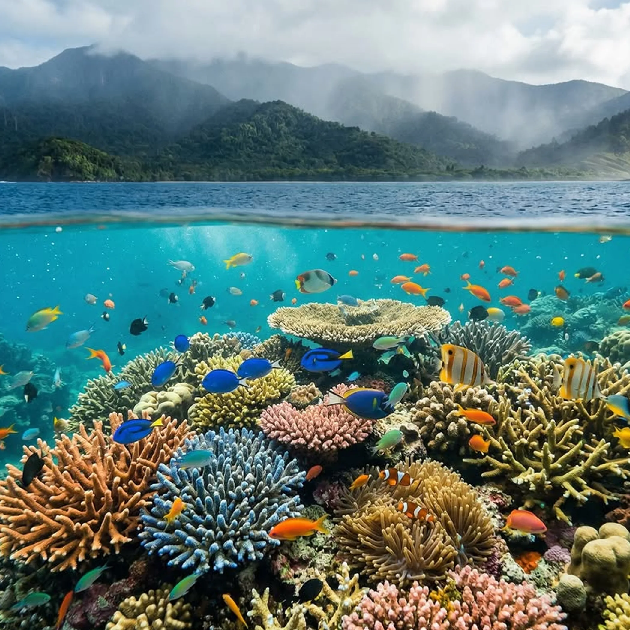 colorful great barrier reef marine life